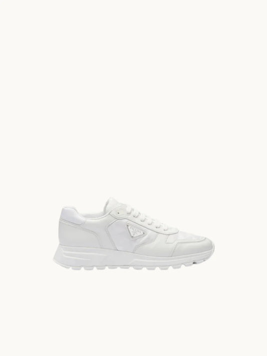 PRDA White Sneaker in Brushed Leather