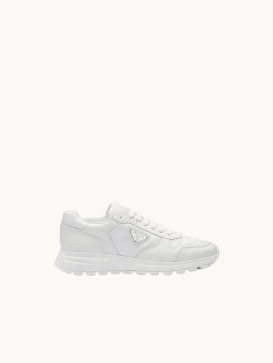 PRDA White Sneaker in Brushed Leather