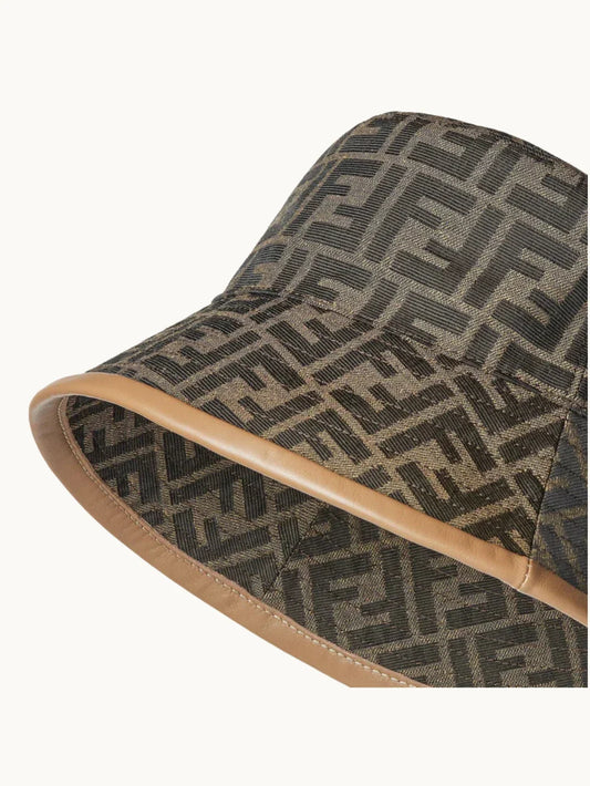 FF Brown Jacquard Fabric Bucket Hat