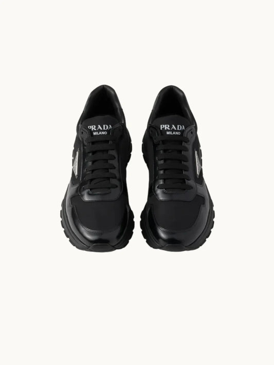 PRDA White Sneaker in Brushed Leather