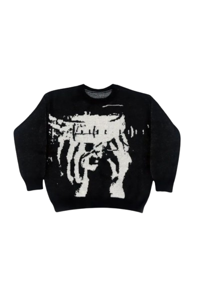 'Telepathy' Graphic Knitted Sweater 1+2 FREE