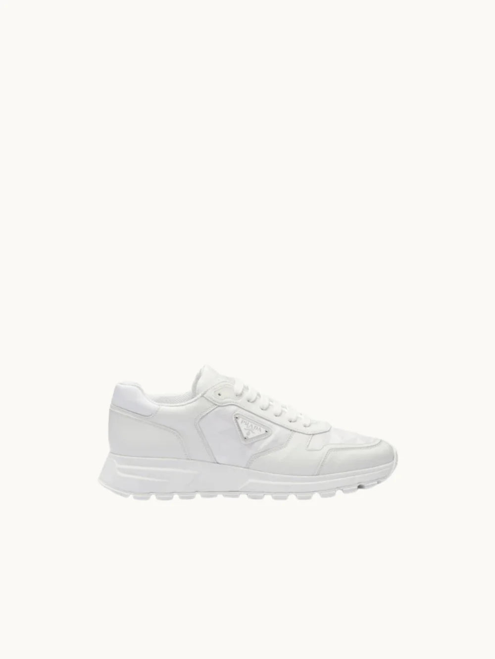 PRDA White Sneaker in Brushed Leather