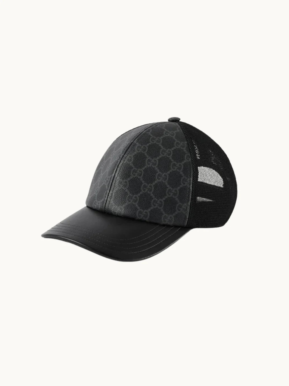 GG MONOGRAM CANVAS CAP Black