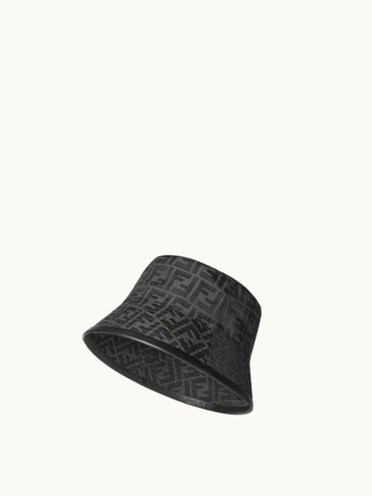 FF Black Jacquard Fabric Bucket Hat