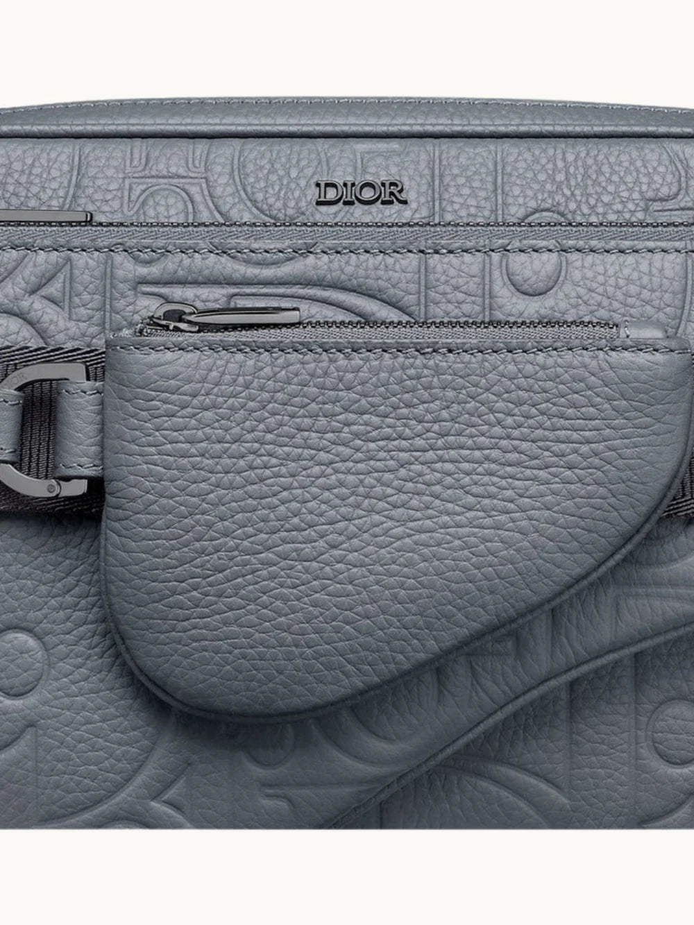 Triple Pouch Saddle Grey Leather