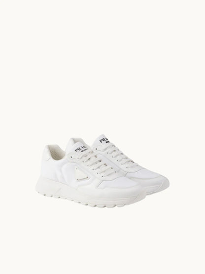 PRDA White Sneaker in Brushed Leather