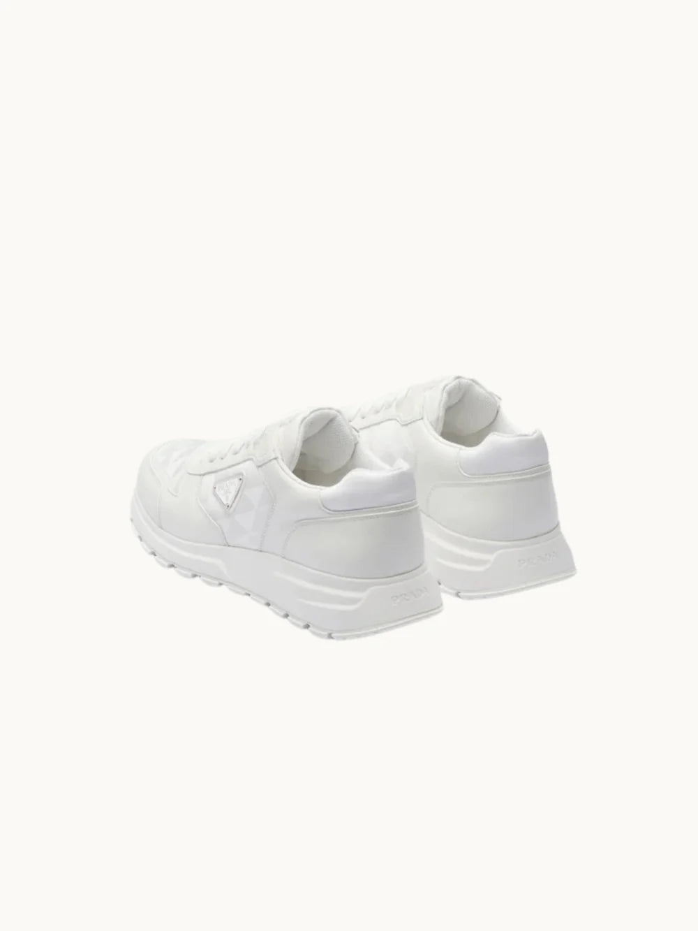 PRDA White Sneaker in Brushed Leather