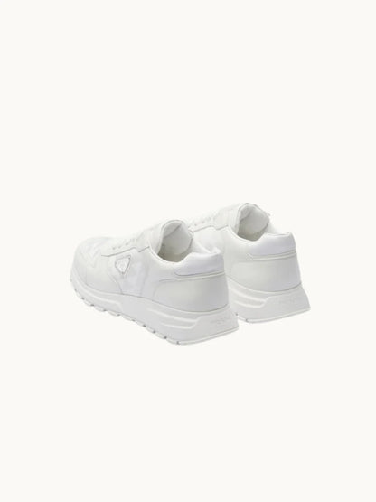 PRDA White Sneaker in Brushed Leather