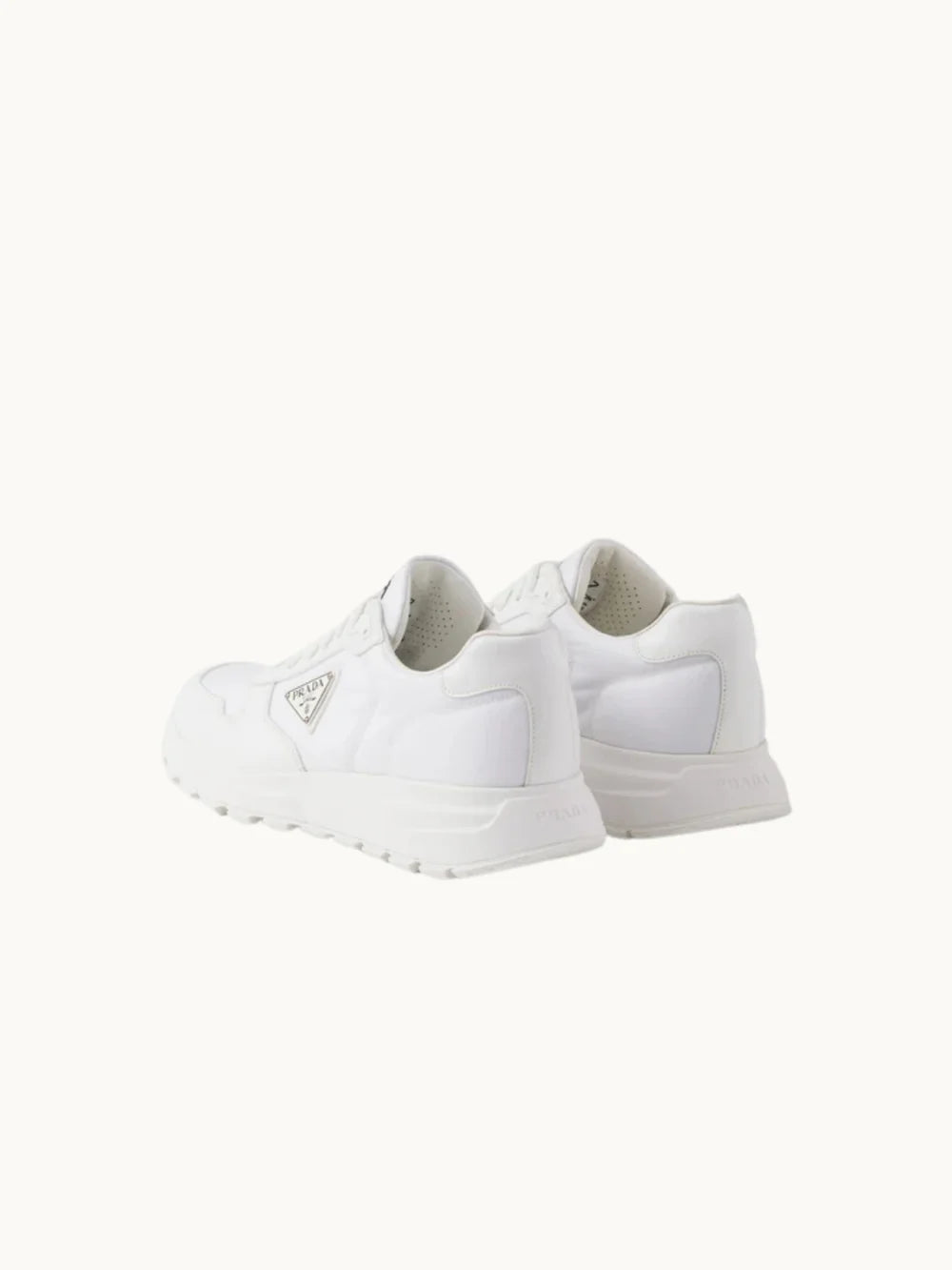PRDA White Sneaker in Brushed Leather