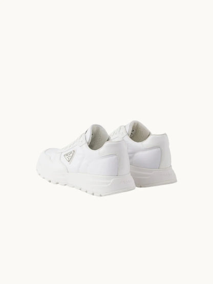 PRDA White Sneaker in Brushed Leather