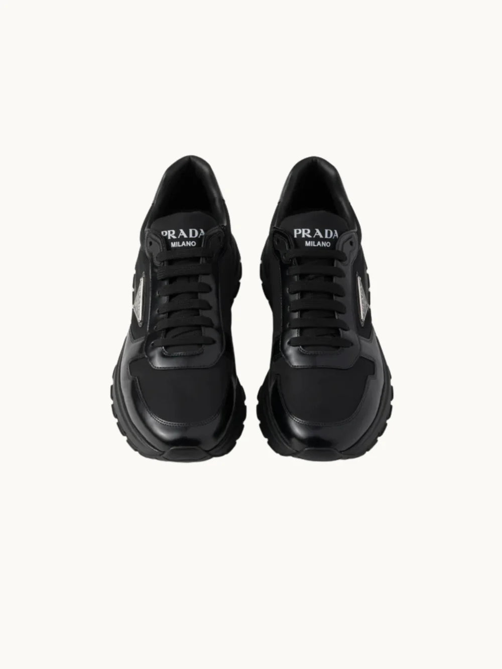 PRDA White Sneaker in Brushed Leather