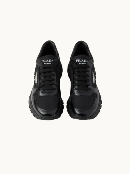 PRDA White Sneaker in Brushed Leather