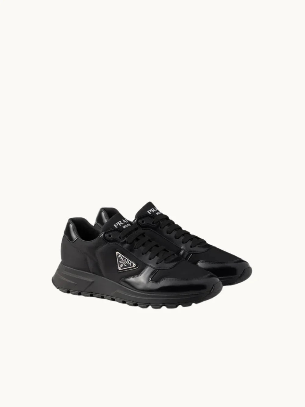 PRDA White Sneaker in Brushed Leather