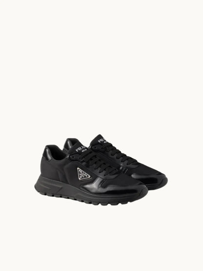 PRDA White Sneaker in Brushed Leather