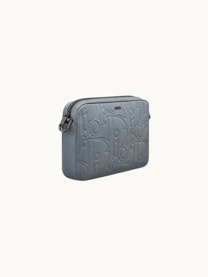 Triple Pouch Saddle Grey Leather
