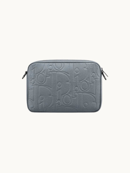 Triple Pouch Saddle Grey Leather