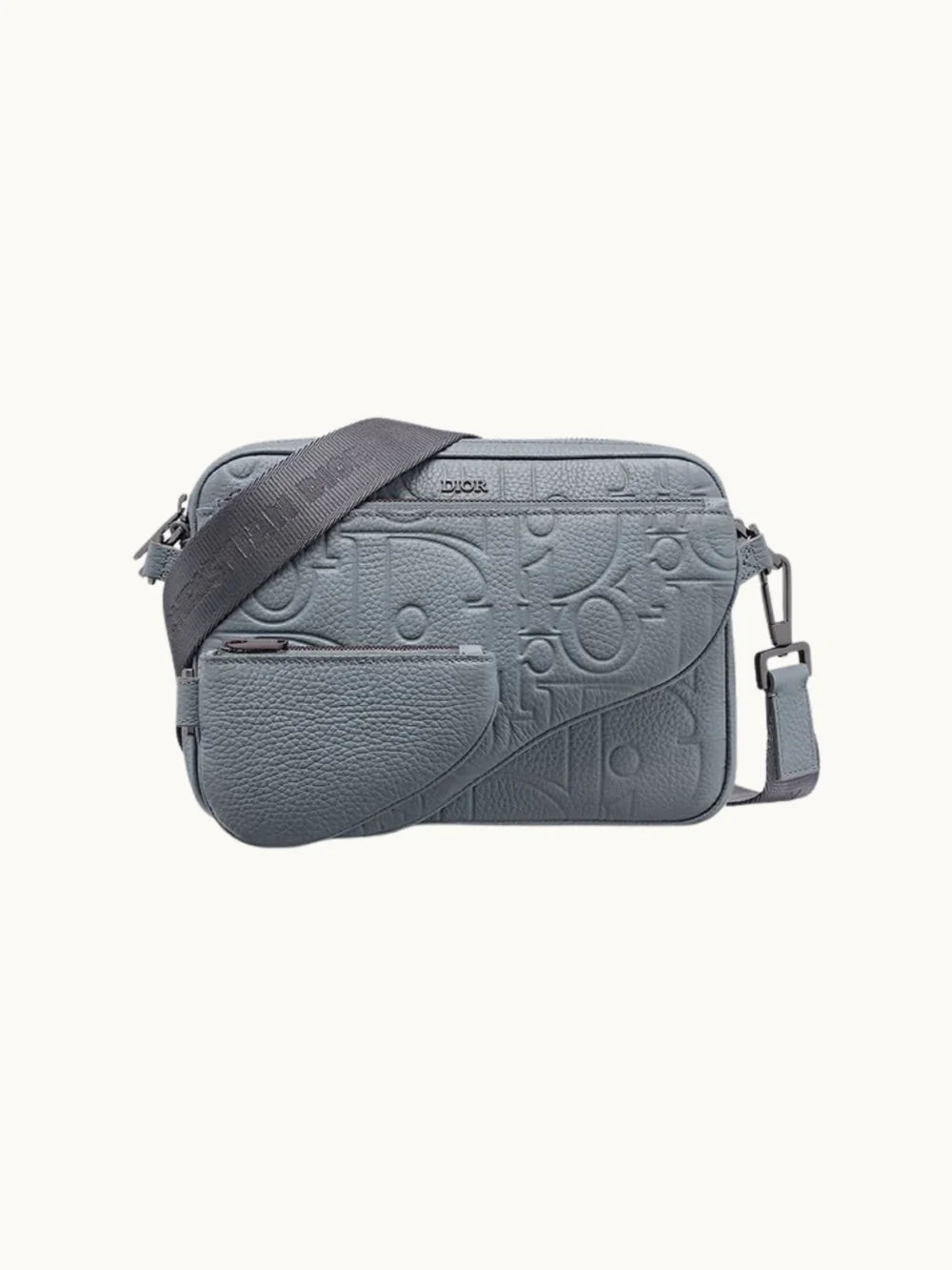 Triple Pouch Saddle Grey Leather