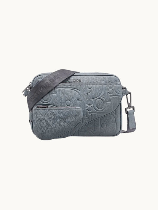 Triple Pouch Saddle Grey Leather