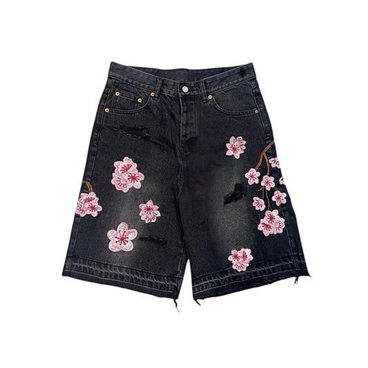 Flower Denim Shorts