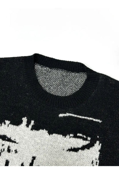 'Telepathy' Graphic Knitted Sweater 1+2 FREE